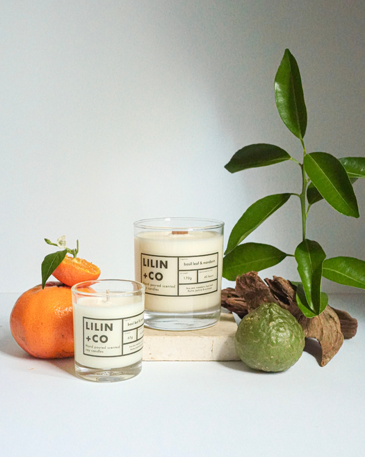 basil leaf and mandarin soy candle